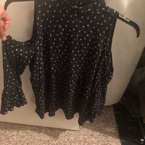 Dark Navy blouse with shoulder cut out